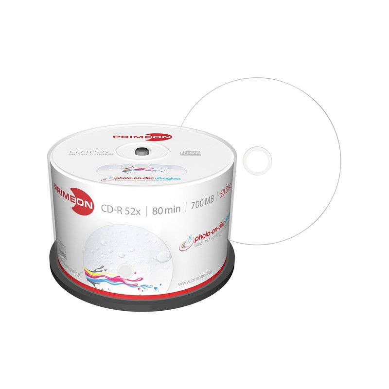 Primeon CD-R 80Min/700MB/52x Cakebox (50 Disc), 2761109 ((50 Disc) photo-on-disc