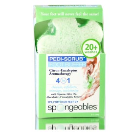 Spongeables 20+ Pedi-Scrub Foot Buffer - Soap Infused Sponge (CITRON EUCALYPTUS)