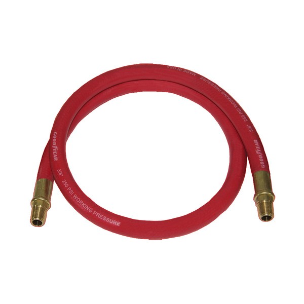 Good Year 10318 3' x 3/8" 250 PSI Rubber Whip Hose, Red