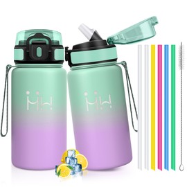 Mulbijeo Borraccia Termica Bambini 500 ML, Senza BPA, Bottiglia Termica, 18/8 Acciaio Inox, Borracce, Sottovuoto a Doppia Parete, BorraccIe Termiche con Cannuccia, Termos per Scuola, Sport
