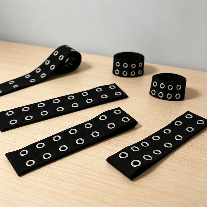 2 Pcs Women Black Grommet Headbands, Elastic Studded Headband with