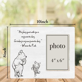 Pooh Bear Picture Frame, Romantic Pooh Gifts for Her Him, Anniversary, Birthday Gifts for Couple Best Friend, My Favorite Day Photo Frame for 4 x 6 Inch Photo