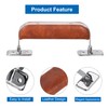 uxcell 2Pcs Brown Leather, Metal Luggage Handle, Vintage Suitcase Replacement
