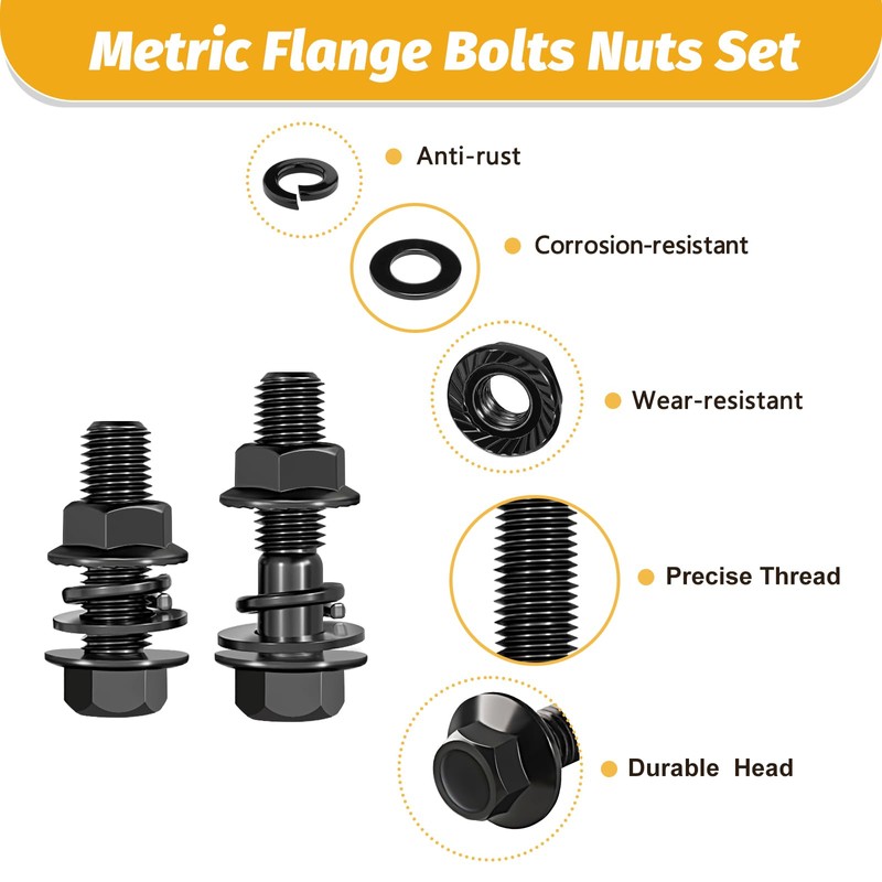 Kadrick Metric Flange Bolt Assortment Kit，700Pcs M6 M8 M10 Bolt