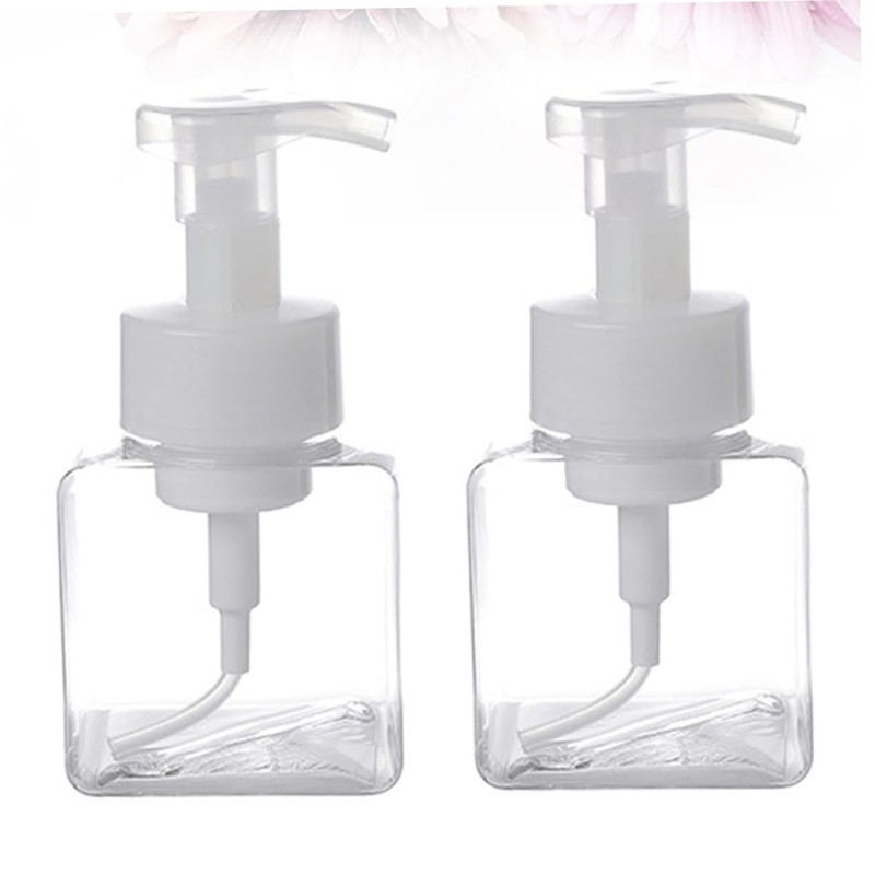 Mobestech 2 Pcs Transparent Pump Foaming Bottle Refillable Makeup Press