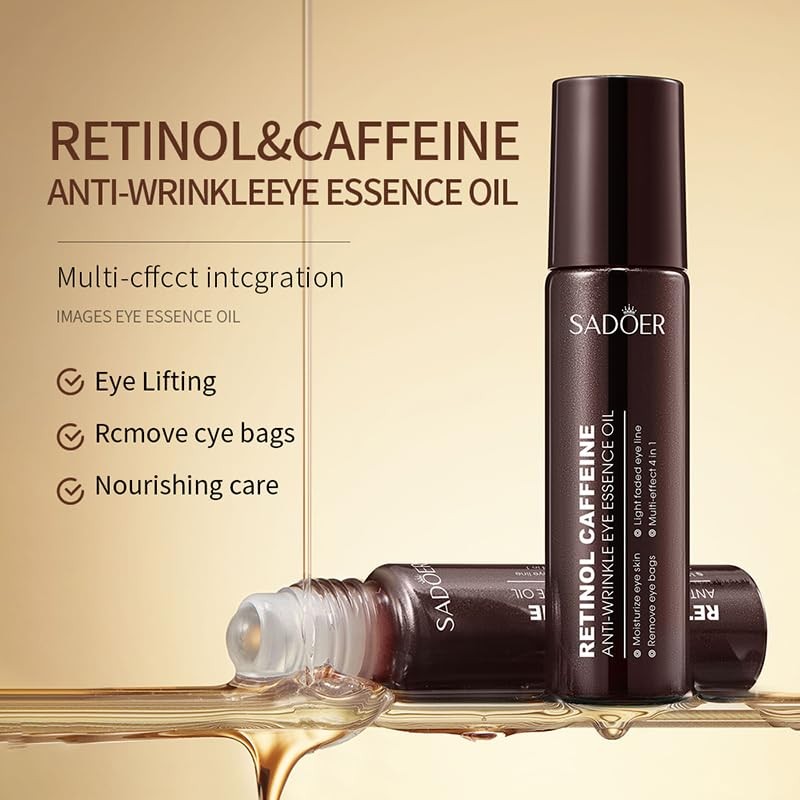 Retinol and Caffeine Anti-Wrinkle Eye Essence Oil, 8ml, with 360°