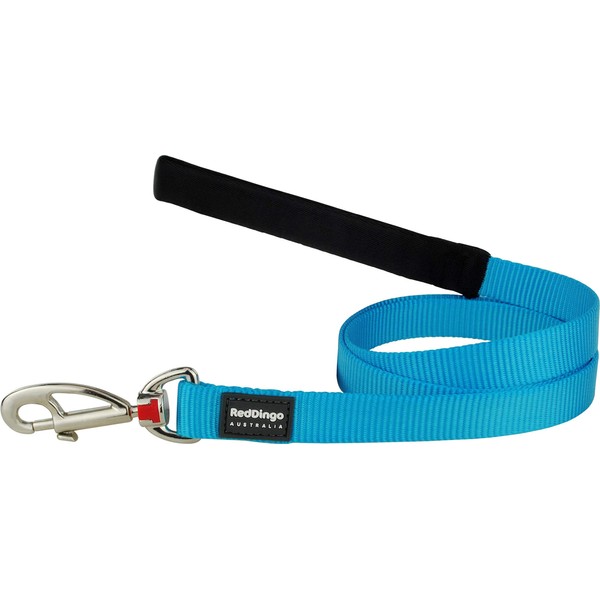 Red Dingo Padded Handle Dog Lead 1.2m Plain, Turquoise, Medium