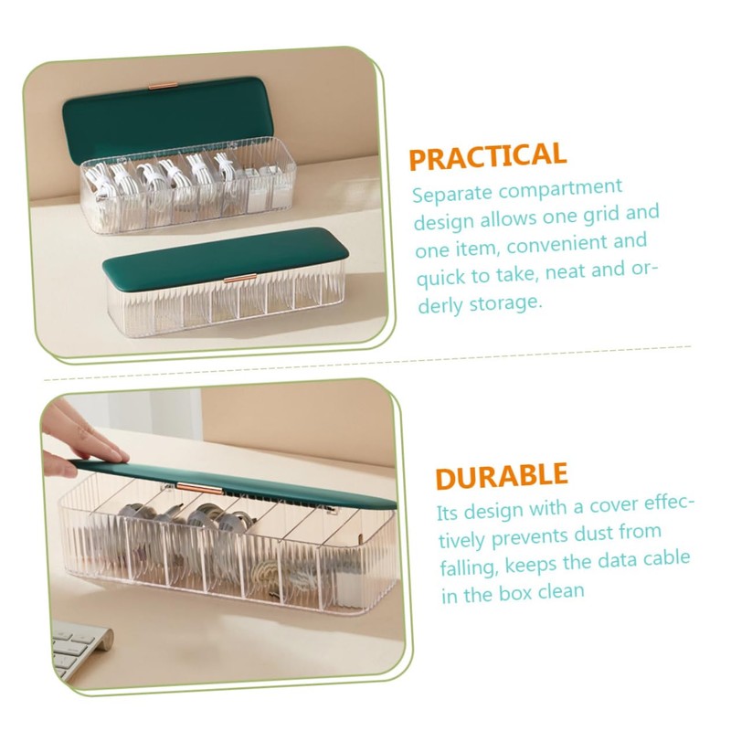KICHOUSE Cable Storage Box Dustproof Design Multi- Cable Organizer for