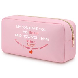 Bridal Shower Gifts Oxford Cloth Cosmetic Bag Wedding Anniversary Valentine Day Gifts for Bride Daughter in Law from Mother in Law Makeup Zipper Pouch Wedding Keepsake Gift