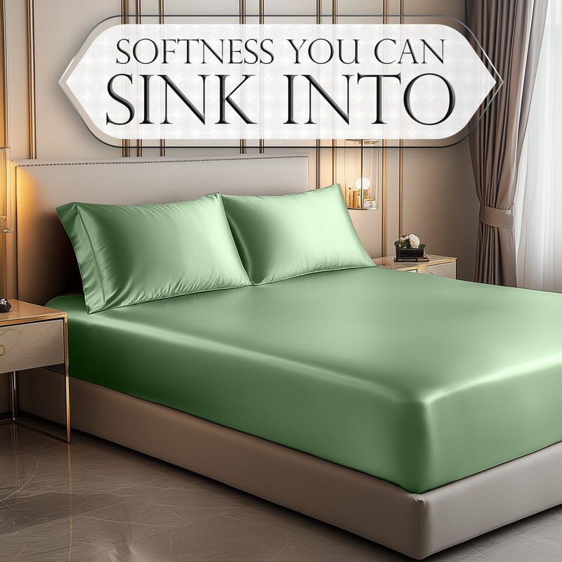 DECOLURE Satin Fitted Sheet Twin Size (1 PC) – Luxuriously