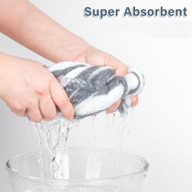 Quick Dry Hair Turbans, 2 Pack Microfiber Hair Towel Wrap with Button, Ultra Soft Thickening Coral Fleece Hair Towel for Long Thick Hair (White Gray+Powder Gray, 25 * 65cm)