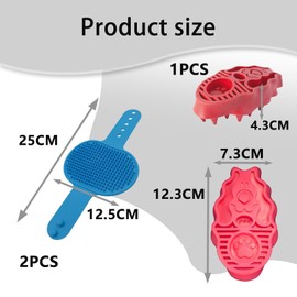 3 PCS Dog Bath Brush, Gentle Grooming Tool for Long and Short Haired Dogs, Bathing and Massage Brush for Home and Professional Use (Blue, Yellow, Red)