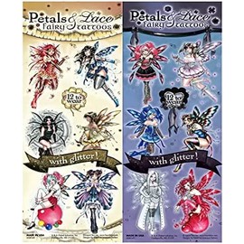 Glitter Fairies Fun Temporary Tattoos - Set of 15