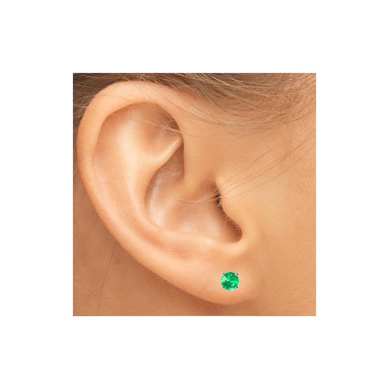 Franki Baker Genuine Round Facetted Emerald & Sterling Silver Stud