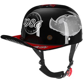 Yesmotor Baseball Style Cap Retro Motorcycle Helmet Unisex-Adult - DOT Approved (Light Black 1986, Medium)