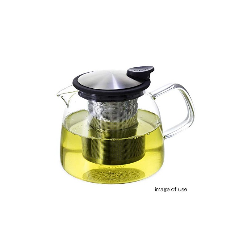 Forlife Bell Glass Teapot with Basket Infuser, 24-Ounce/730ml, Black Graphite