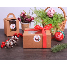 YIJIXIAO 4 Styles 500 Pcs Christmas Stickers Santa Claus Stickers Tags 1.5 Inch Self Adhesive Stickers Labels for Xmas Party Decoration, 1 Roll (Xmas Santa)