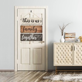 3pcs Wooden Wall Sign This is Us Wooden Hanging Wall Family Wooden Sign Decoration Wooden Sign Wall Hanging for Bedroom Kitchen Christmas Decorations