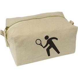 'Tennis Player with Racket' Canvas Wash Bag/Makeup Case (CS00036638)