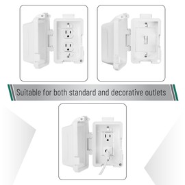Bates- Weatherproof Electrical Outlet Cover, 1-Gang, White Outdoor Outlet Cover Weatherproof, Outdoor Plug Cover, Outdoor Electrical Outlet Cover, Weatherproof Outlet Cover, Outdoor Receptacle Cover