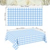 Light Blue Checkered Tablecloth, 54 ×108 Inches Rectangle Blue Disposable