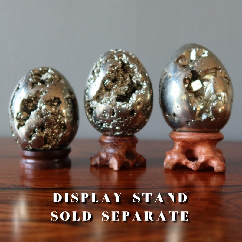 Satin Crystals Pyrite Egg Golden Cluster Geode Stone 2.5-2.75 inch