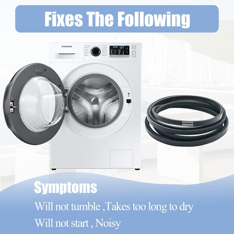 Dryer Drum Belt 8066065 for Whirlpool Kenmore Dryers Replaces 695055