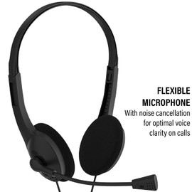 Maeline Stereo Headsets with Microphone, On-Ear Wired Headphones 3.5mm Jack Stereo Computer Headphones with Mic for Office, Meetings, PC, Laptop, Call Center Skype - 5 Pack - Black