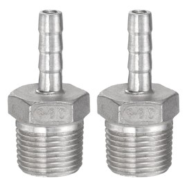 sourcing map 2pcs Stainless Steel Hose Barb Fitting 0.2" (6mm) Barbed x g 3/8" Male Pipe Fitting Air Hose Barb Fittings Coupler Thread Connector Adapter for Water Fuel