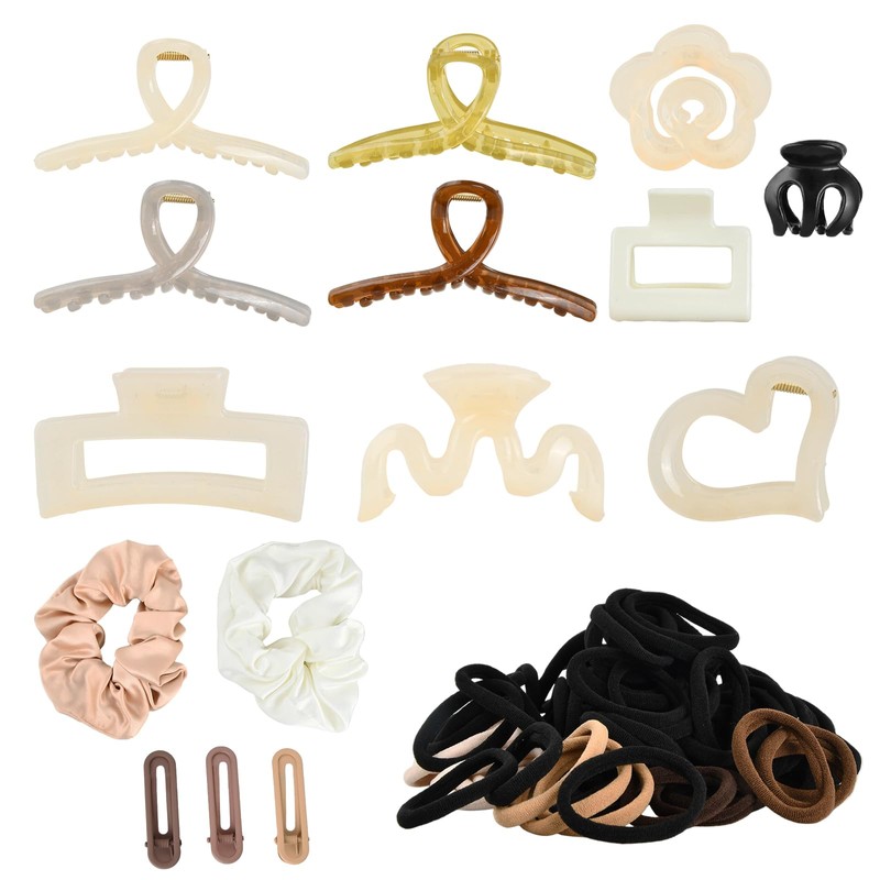 115 Set de pinzas y coleteros para mujer, Pinzas Pasadores
