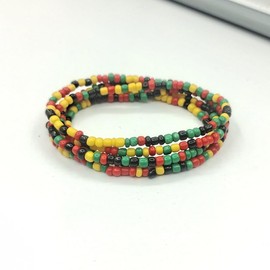 QRH Juneteenth African Bohemian Stackable Beaded Stretch Bracelets African Elastic Seed Layered Stretch Bangle Bracelets Jamaica Beach Surf Black History Month Jewelry