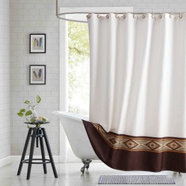 BESTRIPES Long Fabric Shower Curtain, Beige and Brown Cream and Tan Neutral Shower Curtains for Bathroom, Waterproof Bathroom Curtains, 72" W x 78" H