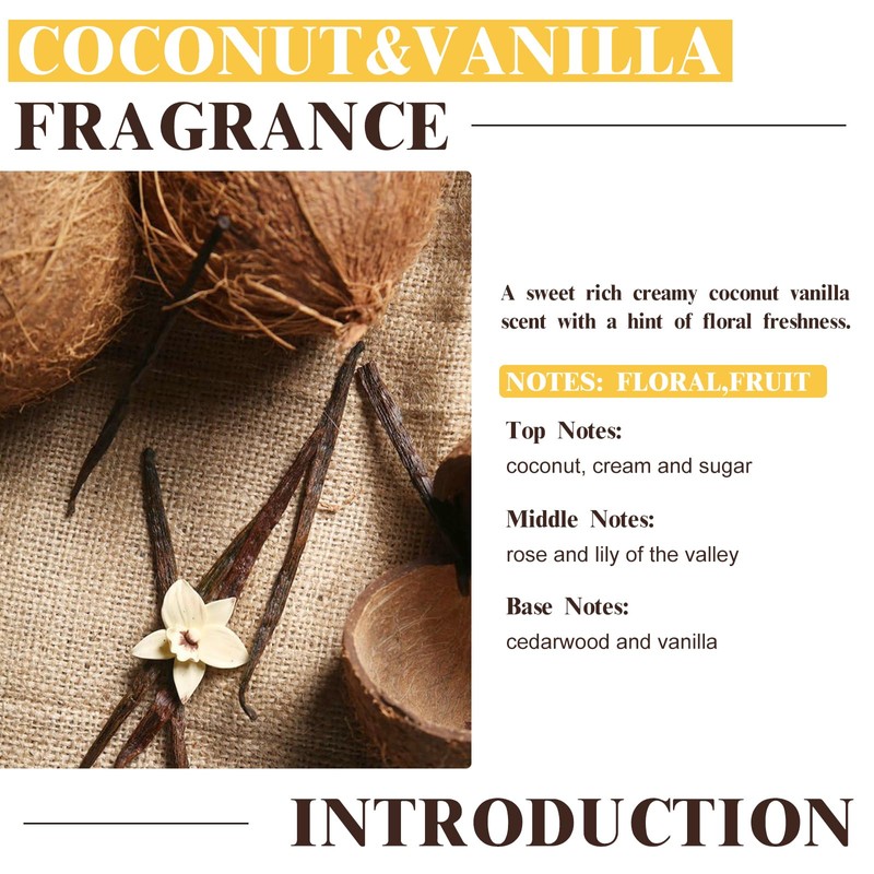 Coconut & Vanilla Fragrance Oils, Premium Essential Oils with Glass