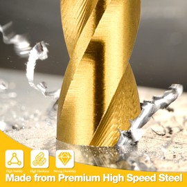 1/16" Titanium Drill Bits, HSS Metal Jobber Length Twist Drill Bits, 135° Split Point, Suitable for Drilling in Metal, Plastic, Wood, Pack of 20pcs, BECOLLO…