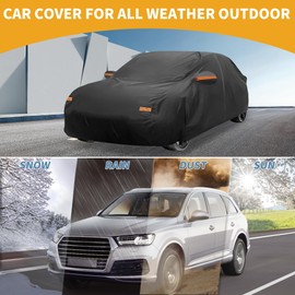 Partuto Car Cover Waterproof All Weather Sun Rain Protection Full Exterior Cover for Genesis G80 Sedan 190T-PU Black with Left Side Zippers
