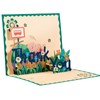 Pop Up Thank You Card 3D, Green, Foil Embossing, for