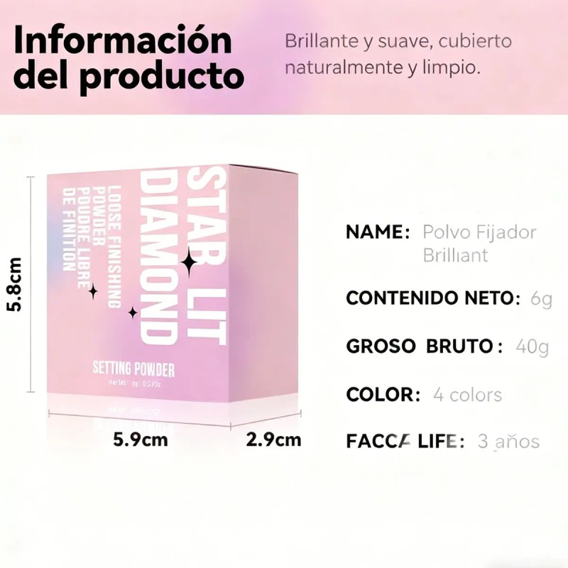 Polvo Suelto Nacarado - Maquillaje Duradero Reduce Brillo