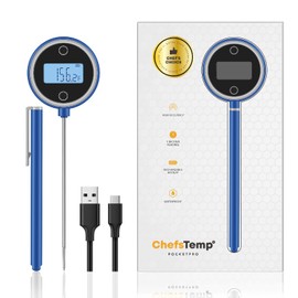 Pocket Pro 1-Second Instant Read Meat Thermometer, Rechargeable Digital Thermometer for Grilling, Food, BBQ, Kitchen Cooking, Oil Deep Frying & Candy (Nobility Blue)