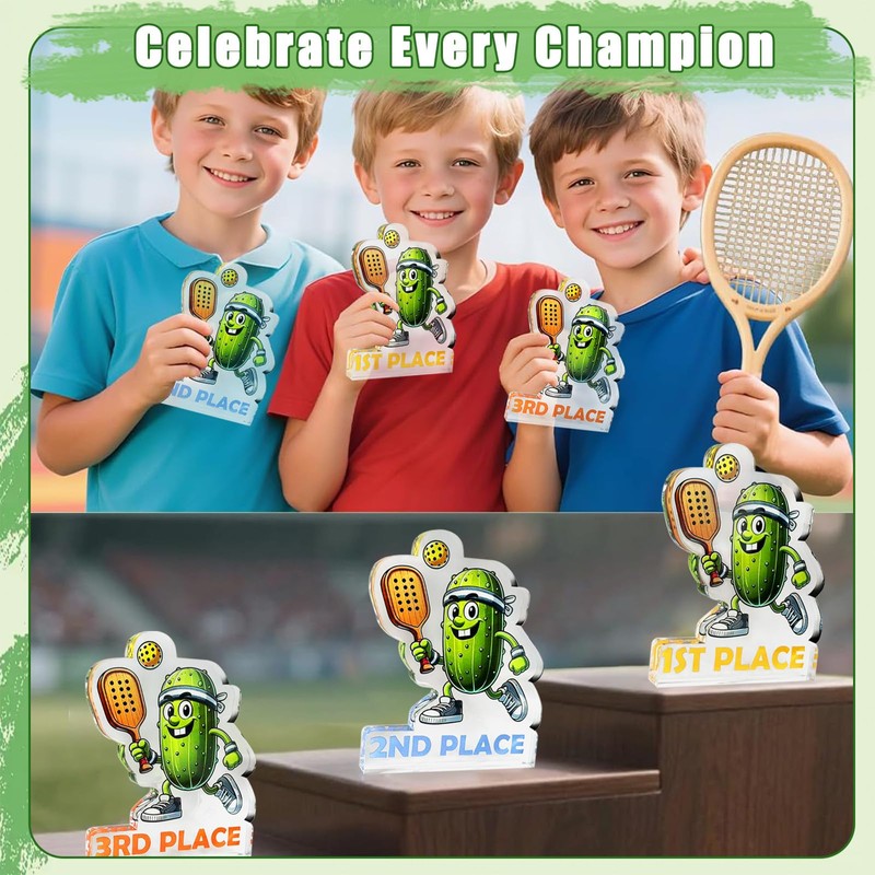 Upgraded 3PCS Pickleball Trophy Funny, Pickleball Medals 1st 2nd 3rd,