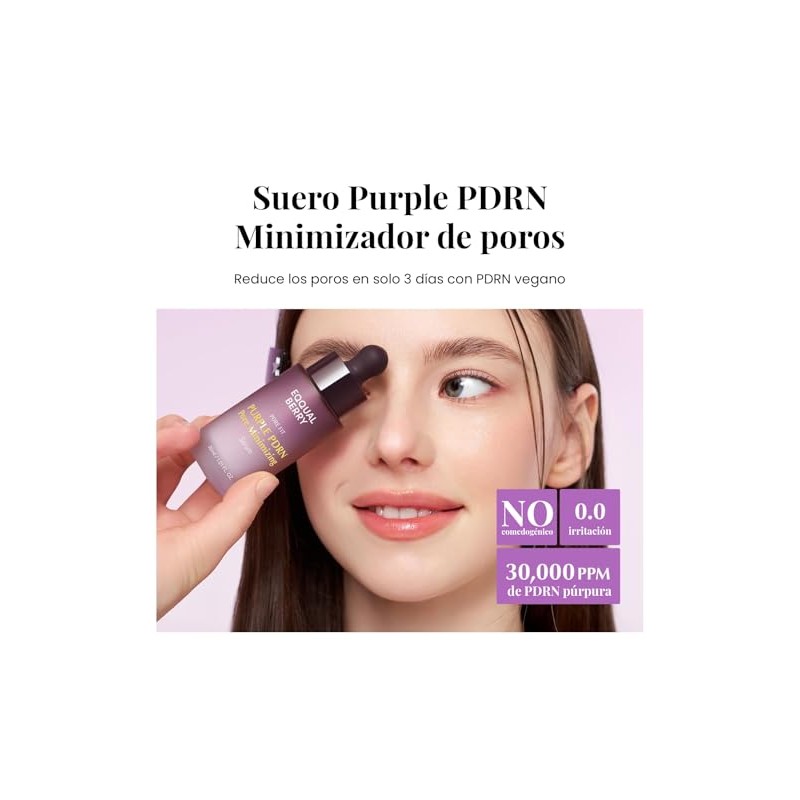EQQUALBERRY Suero Facial Purple PDRN Minimiza Poros 30 ml