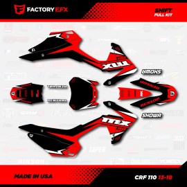 Factory EFX Black & Red Crf110 Shift Racing Graphics kit fits Honda 2013-2018 decal 13-18