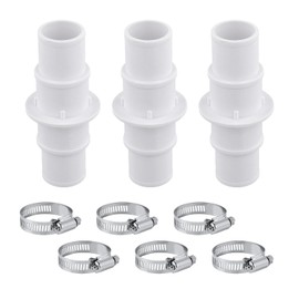 3pcs Pool Hose Connector, 1.24in or 1.55in Pool Hose Adapter with 6pcs Stainless Steel Hose Clamps Pool Hose Coupling, Hose Fittings for Swimming Pool Vacuum Cleaners Filter Pump Hoses