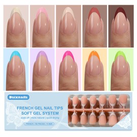 Dsixnails 300 Uñas Postizas Alomod Con Punta Francesa, Cortas, De Gel Suave, En 15 Tamaños. Uñas Acrílicas Preformadas 3 En 1, Sin Necesidad De Limar. Ideales Para Manicura Femenina.
