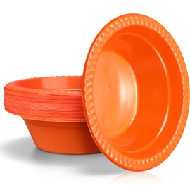 wlilupah 30 Pack 12 oz Orange Disposable Plastic Bowls Dessert, Ice Cream, Salad, Soup Serving Cups for Party, Picnic, Food Snacks (Orange)