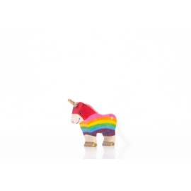 Lilu® Unicorn Pony Mare with Luminous Heart, Mane and Tail, Fabulous World Wooden Animals, Hand-Painted, Wooden Toy Made of FSC® Wood, EN71 and Dekra Certified Toy Figure for Children (Rainbow)