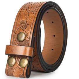 UTOWO Western Belts for Men without Buckle Cowboy Country Belt Embossed Leather Cowgirl Belt