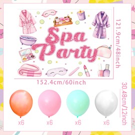 LaVenty SPA Party Backdrop Balloons Pajama Party Decoration Slumber Sleepover Party Favor Girls Party Supplies
