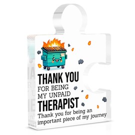 Friendship Gifts for Men Women, Thank You Gifts for Best Friend Bestie Sister Brother Coworkers, Dumpster Fire Acrylic Puzzle Piece Plaque Office Home Decor
