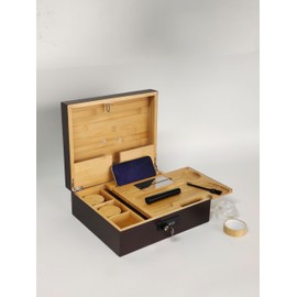 Herb Guard Premium Bamboo Lock Box – Secure Storage with Built-In Lock, Glass Jars & Accessories