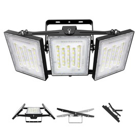 STASUN LED Flood Light Outdoor, 300W 30000lm 3000K Warm White IP66 Waterproof, Commercial Parking Lot Light,3 Heads for Yard Street Stadium House Floodlight Bright Security Lights for Outdoor Area